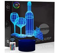Comiwe Copa de Vino Luz de Noche de Ilusión 3D Juguete,Control Táctil y Remoto de 16 Colores,Lámpara de Mesa de Noche LED Para Decoración del Hogar,Regalo Para Niñas,Niños,Adultos,Amigos y Familia