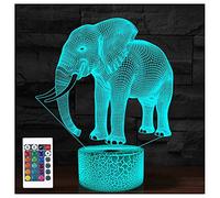 Comiwe Elefante Luz de Noche de Ilusión 3D Juguete,Control Táctil y Remoto de 16 Colores,Lámpara de Mesa de Noche LED Para Decoración del Hogar,Regalo Para Niñas,Niños,Adultos,Amigos y Familia