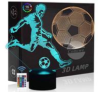 Comiwe Fútbol Luz de Noche de Ilusión 3D Juguete,Control Táctil y Remoto de 16 Colores,Lámpara de Mesa de Noche LED Para Decoración del Hogar Niñas,Niños,Adultos,Amigos y Familia