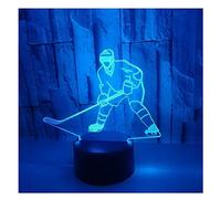 Comiwe Hockey Ssobre Hielo (B) Luz de Noche de Ilusión 3D,Control Táctil y Remoto de 16 Colores,Lámpara de Mesa de Noche LED Para Decoración del Hogar,Regalo Para Niñas,Niños,Adultos,Amigos y Familia