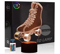 Comiwe Patines de Cuatro Ruedas Luz de Noche de Ilusión 3D,Control Táctil y Remoto de 16 Colores,Lámpara de Mesa de Noche LED Para Decoración del Hogar,Regalo Para Niñas,Niños,Adultos,Amigos y Familia