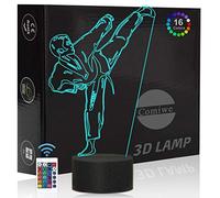 Comiwe Taekwondo Luz de Noche de Ilusión 3D Juguete,Control Táctil y Remoto de 16 Colores,Lámpara de Mesa de Noche LED Para Decoración del Hogar,Regalo Para Niñas,Niños,Adultos,Amigos y Familia