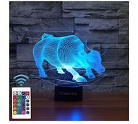 Comiwe Toro (A) Luz de Noche de Ilusión 3D Juguete,Control Táctil y Remoto de 16 Colores,Lámpara de Mesa de Noche LED Para Decoración del Hogar,Regalo Para Niñas,Niños,Adultos,Amigos y Familia