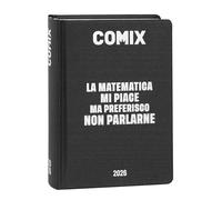 COMIX - Agenda diaria Mignon Plus de 16 meses, agenda escolar 2026-2026, con tapa dura, ideal para la escuela media y superior, 9 x 12,5 cm de altura, negro/plata