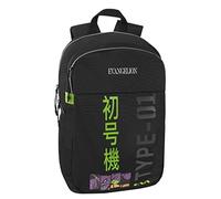Comix ANIME - Mochila escolar unisex para niños y adolescentes con espadines ajustables y espalda acolchada, Negro, Talla única, Evangelion