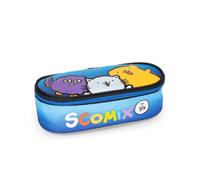 Comix Scomix by Sio - Estuche Escolar Ovalado para niños y Adolescentes, Ideal para Guardar la papelería, con Divisor Interior con Trabillas elásticas y práctico Cierre de Cremallera, 22 x 7,5 x 11