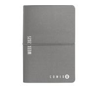 COMIX U Medium - Agenda 2025 semanal de 12 meses, con calendario, planificador, espacio para notas y notas, 11,8 x 18 cm, gris