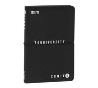 COMIX U YOUNIVERCITY - Agenda semanal 2026-2027, agenda de 13 meses, con tapa blanda de poliuretano, elástica, 224 páginas, ideal para la universidad, 11,8 x 18 cm, negro/blanco