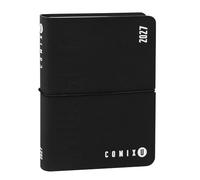 COMIX U YOURSELF - Agenda diaria mini 2026-2027, agenda de 16 meses, con tapa blanda termomovirante, elástica y 448 páginas, ideal para la escuela y la universidad, 11 x 15,3 cm, negro/blanco