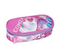 Comix Ultra Bright - Estuche Ovalado organizado para niños y Adolescentes, Ideal para Guardar la papelería, con práctica Cremallera Cerrada, Interior con Trabillas elásticas en los Lados, 22 x 5 x 7