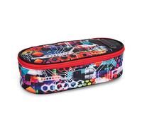 COMIX Wave - Estuche Oval Organizado para Niños y Adolescentes, Ideal para Guardar Papelería, Con Práctico Cierre de Cremallera, Interior con Soportes Elásticos en los Lados, 22 x 5H x 9,5 cm