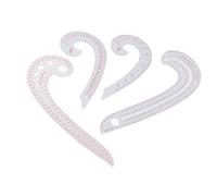 Comma Curve Ruler Set of 4 | Multifunction Sewing Tool for Trimming/Drawing/Pattern Design | Sturdy Plastic Dressmaking Yardstick with Clear Scales