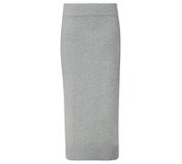 Comma Falda Fina de Punto Fino en Longitud Midi con Costuras Decorativas, 93w7_Gris Jaspeado, 40