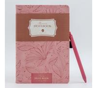 COMMA Serie Flowers | Tamaño A5 | Cuaderno de encuadernación dura con bolígrafo | 160 páginas | Papel de sombra natural de 100 g/m² | Cubierta de poliuretano con relieve - Rosa