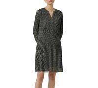 comma Vestido Plisado de Gasa con Cuello en V, Negro, 40
