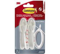 Command 17.304 colgador de cable (2 ganchos de plástico, tamaño M, hasta 1 kg de capacidad) 2 Hook 2 Tiras, blanco