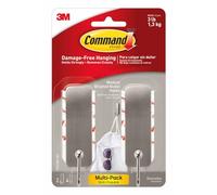 Command 17034BN-2ES Decoración de níquel con cepillado medio, 2 ganchos por paquete