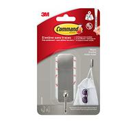 Command 17034FGN - Gancho de metal pulido (17034, 1 gancho, 2 tiras)