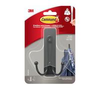 Command 17036BFGN 17036B - Gancho doble grande negro mate (1 gancho, 1 tira), color negro
