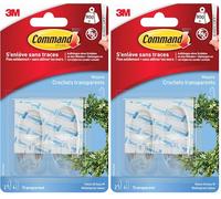 Command 17091CLR - Ganchos (900 gr de carga, talla M, 4 adhesivos para pared), color transparente (Paquete de 2)