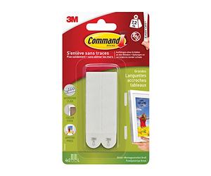 Command 17206FGN - Tiras para colgar fotografias, Capacidad de carga de hasta 7,2 kg, 4 unidades con 2 tiras cada una, Blanco