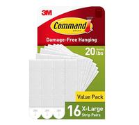 Command 20 libras de tiras para colgar imágenes, 16 pares de tiras blancas Comand resistentes, sin daños