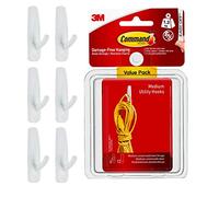 Command 3M 17001-VP-6PK - Ganchos autoadhesivo universal (tamaño medio, 6 unidades), color blanco