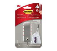 Command 3M 17034, Gancho mediano color níquel pulido, 1 gancho, 2 tiras