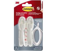 Command UU001566486 Pack de 2 Ganchos agrupador de Cables, Madera, Blanco, 10 cm, 2