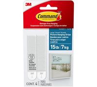 Command Bath Picture Hanging Strips, Large, White, 4-Water Resistant Strips (17206B-ES)