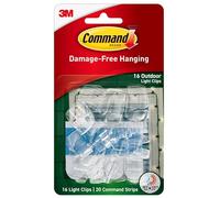 Command 17017CLR-AWES luz para Exteriores (16 Clips, 20 Tiras/Paquete), Transparente, Estándar