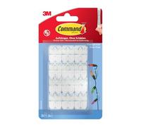 Command Clips decorativos con tiras adhesivas, transparentes, 20 clips y 24 tiras, para decoración y cadena de luces sin agujeros ni taladros