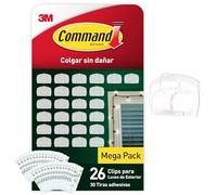 Command Clips para Colgar Luces en Exteriores, 26 Clips y 30 Tiras Adhesivas - Decora Sin Dejar Marcas, Agujeros o Residuos Pegajosos
