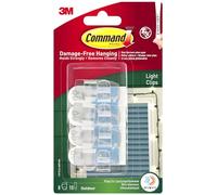Command Clips transparentes para luz exterior con tiras adhesivas, 8 mini ganchos y 10 tiras adhesivas pequeñas, clips de decoración para colgar luces al aire libre, colgar sin daños