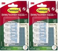Command Clips transparentes para luz exterior con tiras adhesivas, 8 mini ganchos y 10 tiras adhesivas pequeñas, clips de decoración para colgar luces al aire libre, colgar sin daños (Paquete de 2)