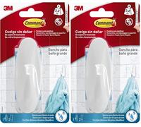 Command Gancho de Diseño para Baño Grande - 1 Gancho y 2 Tiras Adhesivas Grandes - Resistentes al Agua, Sin Agujeros, Sin Taladro, No Dañan las Paredes, Hasta 2,2 kg (Paquete de 2)