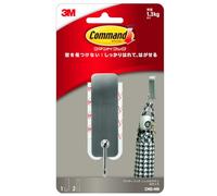 Command Gancho Decorativo de níquel Cepillado con 2 Tiras, Mediano, Metal