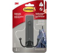 Command Gancho Doble Grande, Negro Mate - 1 Gancho, 1 Tira Adhesiva - Colgador de Bolsos, Ropa y Otros Accesorios para Pared o Puerta - Sin Agujeros - Soporta hasta 1,8 kg