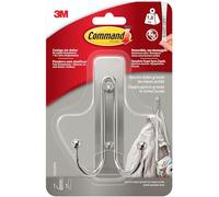 Command Gancho Doble Grande, Níquel Pulido - 1 Gancho, 1 Tira Adhesiva - Colgador de Bolsos, Ropa y Otros Accesorios para Pared o Puerta - Sin Agujeros - Soporta hasta 1,8 kg