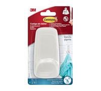 Command Gancho Extragrande para Baño, Crema - 1 Gancho Grande y 2 Tiras Resistentes al Agua - Sin Agujeros - Soporta hasta 3,4 kg
