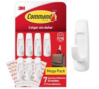 Command Gancho GP003-7NA, Blanco, Grande, 7 ganchos + 12 tiras