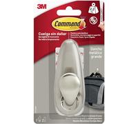 Command Gancho Grande Metálico, Níquel Pulido - 1 Gancho y 2 Tiras Adhesivas - Colgador de Bolsos, Ropa y otros Accesorios en Pared o Puerta - Sin Agujeros - Soporta hasta 2,2 kg