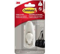 Command Gancho Mediano Metálico, Níquel Pulido - 1 Gancho y 2 Tiras Adhesivas - Colgador de Bolsos, Ropa y otros Accesorios en Pared o Puerta - Sin Agujeros - Soporta hasta 1,3 kg