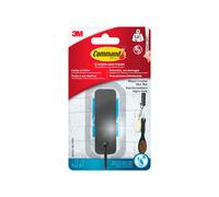 Command gancho mediano para baño, negro mate, 1 gancho y 2 tiras adhe