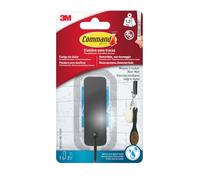 Command Gancho Mediano para Baño, Negro Mate, 1 Gancho y 2 Tiras Adhesivas Resistentes al Agua, Sin Agujeros, Hasta 1,3 kg