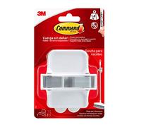 Command Gancho para Escobas, Blanco, 1 Gancho + 2 Tiras Adhesivas - Sin Clavos, Sin Agujeros, Sin Taladrar - Hasta 1,8 kg