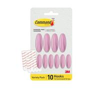Command Ganchos Adhesivos Color Lila - 10 ganchos (4 grandes, 6 medianos) & 16 tiras adhesivas (8 grandes, 8 medianas) - Colgar, decorar y organizar sin daños