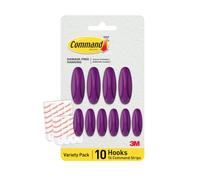 Command Ganchos Adhesivos Color Morado - 10 ganchos (4 grandes, 6 medianos) & 16 tiras adhesivas (8 grandes, 8 medianas) - Colgar, decorar y organizar sin daños