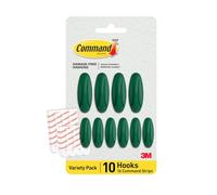 Command Ganchos Adhesivos Color Verde - 10 ganchos (4 grandes, 6 medianos) & 16 tiras adhesivas (8 grandes, 8 medianas) - Colgar, decorar y organizar sin daños
