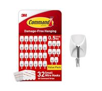 Command Ganchos de alambre pequeños, 32 unidades y 48 tiras, ganchos de pared colgantes sin daños con tiras adhesivas, no requiere herramientas para colgar, organización y almacenamiento, soporta